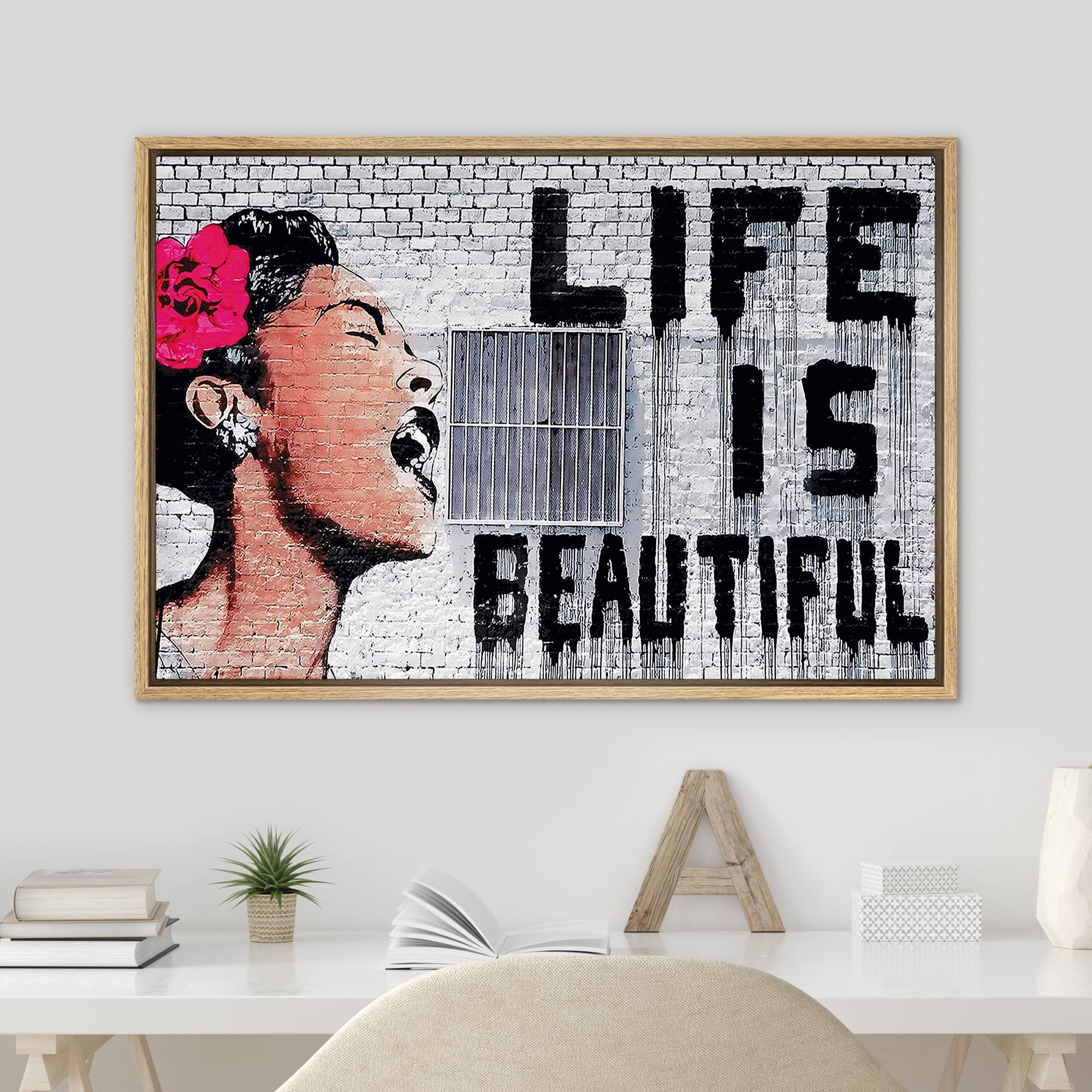 Amazon.com: SIGNWIN Framed Framed Canvas Wall Art Banksy